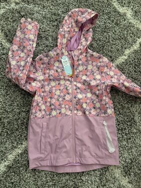 Cat & Jack Pink Floral Hooded Rain Jacket